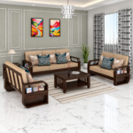 7 Seater Sheesham Wood Sofa Set with 40 Density Cushion – Walnut Finish