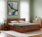 FrontWood Solid Sheesham Wood Double Bed With Storage