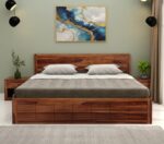 FrontWood Solid Sheesham Wood Double Bed With Storage - Image 2