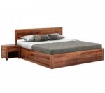 FrontWood Solid Sheesham Wood Double Bed With Storage - Image 3