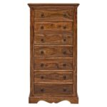 Solid Sheesham Wood 7 Chest of Drawers – Natural Finish - Image 2