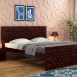 FrontWood Flamingo Sheesham Wood Double Bed Without Storage