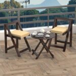 FrontWood Sheesham Wood Foldable Patio Dining Set With Cushions - Image 13