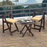 FrontWood Sheesham Wood Foldable Patio Dining Set With Cushions - Image 19