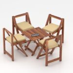 FrontWood Sheesham Wood Foldable Patio Dining Set With Cushions - Image 9