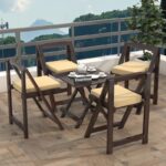 FrontWood Sheesham Wood Foldable Patio Dining Set With Cushions - Image 25