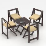 FrontWood Sheesham Wood Foldable Patio Dining Set With Cushions - Image 27