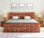 SofaHome Pluto Sheesham Wood Queen Size Bed With Storage - Image 2