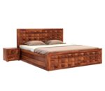 SofaHome Pluto Sheesham Wood Queen Size Bed With Storage - Image 4