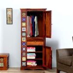 FrontWood Solid Sheesham Wood Wardrobe Almirah in Honey Oak Finish - Image 2