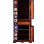 FrontWood Solid Sheesham Wood Wardrobe Almirah in Honey Oak Finish - Image 4