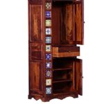 FrontWood Solid Sheesham Wood Wardrobe Almirah in Honey Oak Finish - Image 5