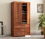 FrontWood Sheesham Wood 2 Door Wardrobe With 5 Drawers - Image 5