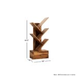 Solid Sheesham Wood 5 Tier Tree Bookshelf with Drawer – Natural Finish - Image 2