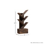 Solid Sheesham Wood 5 Tier Tree Bookshelf with Drawer – Walnut Finish - Image 2