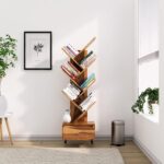 Sheesham Wood 7 Tier Tree Bookshelf with Drawer – Honey Finish - Image 3