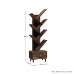 Sheesham Wood 7 Tier Tree Bookshelf with Drawer – Walnut Finish - Image 2