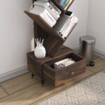 Sheesham Wood 7 Tier Tree Bookshelf with Drawer – Walnut Finish - Image 5