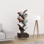 Sheesham Wood 7 Tier Tree Bookshelf with Drawer – Walnut Finish - Image 6