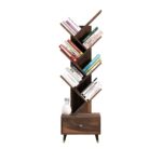 Sheesham Wood 7 Tier Tree Bookshelf with Drawer – Walnut Finish - Image 8