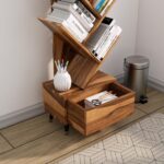 FrontWood Sheesham Wood 9 Tier Tree Bookshelf With Drawer - Image 4