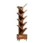 FrontWood Sheesham Wood 9 Tier Tree Bookshelf With Drawer - Image 6