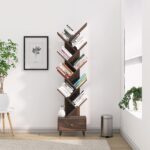 FrontWood Sheesham Wood 9 Tier Tree Bookshelf With Drawer - Image 9