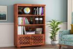 FrontWood Sheesham Wood Bookcase With 2 Doors & 2 Shelves