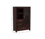 Wooden Book Shelf Cabinet with Glass Door & Drawer – Walnut Finish - Image 2