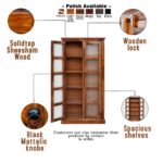 Sheesham Wood Crockery Cabinet with Glass Door - Image 16