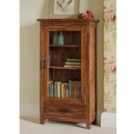 FrontWood Sheesham Wood Mini Glazed Bookcase With One Drawer - Image 3
