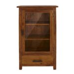 FrontWood Sheesham Wood Mini Glazed Bookcase With One Drawer - Image 2