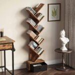 FrontWood Sheesham Wood Tree Shape Bookshelf With 8 Shelves & Drawer - Image 4