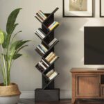 FrontWood Sheesham Wood Tree Shape Bookshelf With 8 Shelves & Drawer - Image 5