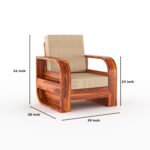 Sheesham Wood 1 Seater Sofa Set – Style A - Image 5