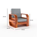 Sheesham Wood 1 Seater Sofa Set – Style A - Image 15