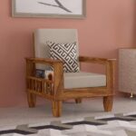FrontWood Sheesham Wood Sofa Set With Side Magazine Holder