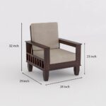 Sheesham Wood Sofa Set 1 Seater - Image 12