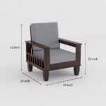 Sheesham Wood Sofa Set 1 Seater - Image 17