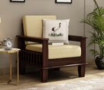 Sheesham Wood 1-Seater Sofa – Walnut Finish