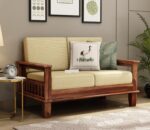 Sheesham Wood 2 Seater Sofa Set – Honey Finish – Style B
