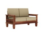 Sheesham Wood 2 Seater Sofa Set – Honey Finish – Style B - Image 2