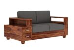 Sheesham Wood 2 Seater Sofa – Natural Finish - Image 3