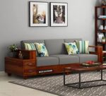 Sheesham Wood 3 Seater Sofa – Honey Finish