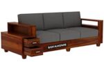 Sheesham Wood 3 Seater Sofa – Honey Finish - Image 2