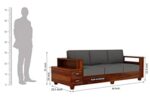 Sheesham Wood 3 Seater Sofa – Honey Finish - Image 5