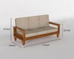 Sheesham Wood Sofa Set 3 Seater - Image 2
