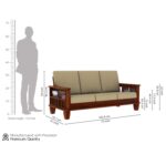 Sheesham Wood 3-Seater Sofa Set – Honey Finish - Image 3