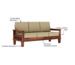 Sheesham Wood 3-Seater Sofa Set – Honey Finish - Image 5