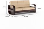 Sheesham Wood 3-Seater Sofa Set – Walnut Finish - Image 5